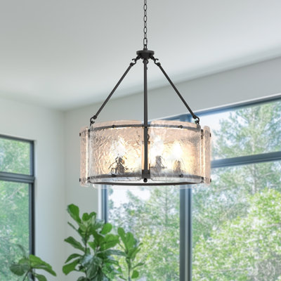 20'' 5-Light Drum Chandelier With Glass Shade