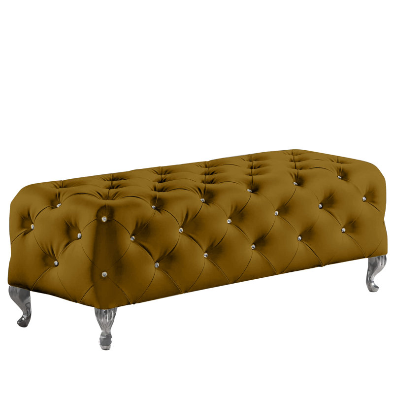 Cronk 130cm Wide Tufted Rectangle Standard Ottoman, Mustard