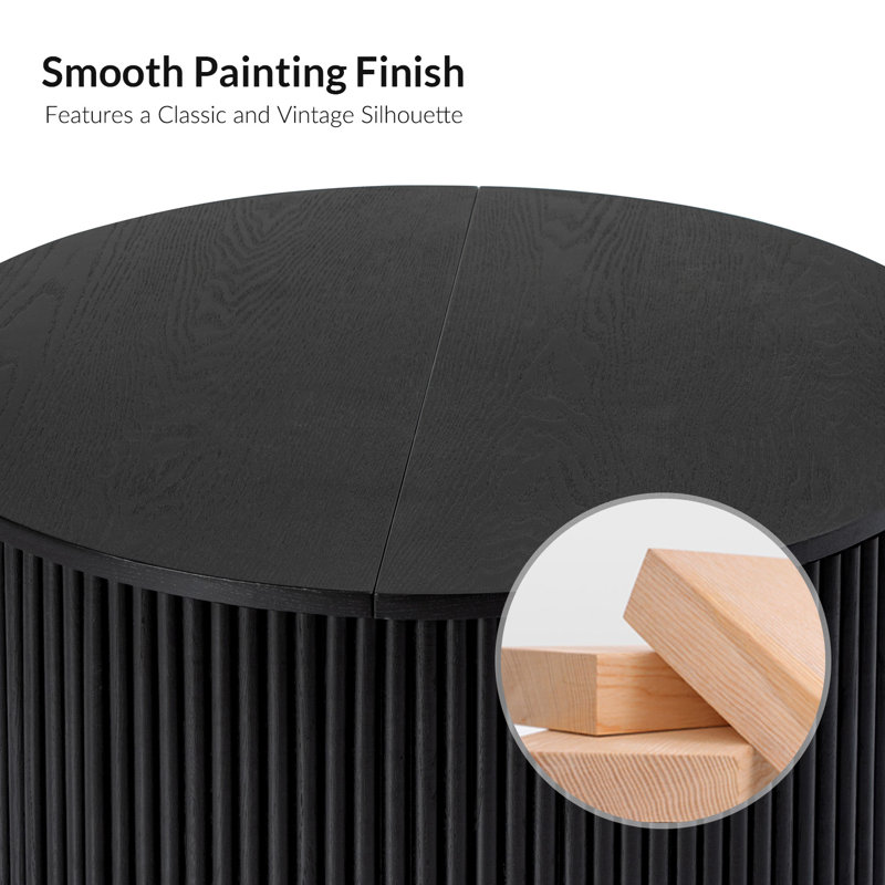 Sarya 31.5'' Modern Round Fluted Coffee Table With Storage