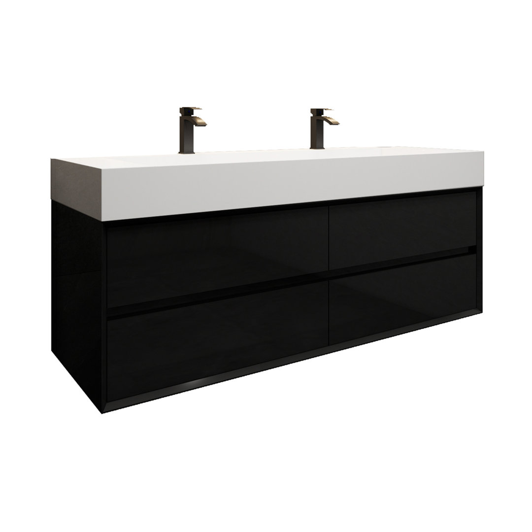 Albizu 59" Wall-Mounted Double Bathroom Vanity Better Vanity Base 