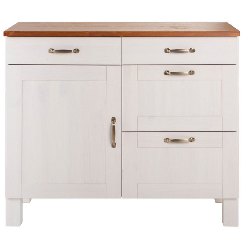 Flintwood 85cm Kitchen Pantry, White/Honey