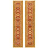 Beautiful Pair Red Background & Medallions Antique Indian Agra Hallway Runners