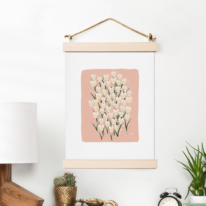 Reproduction d’art rose pensées, H 10 po x l 8 po x P 0,13 po