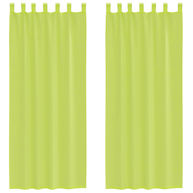 Voile Curtains With Tab Top 2 Pcs, 140cm Width x 260cm Drop, Apple Green