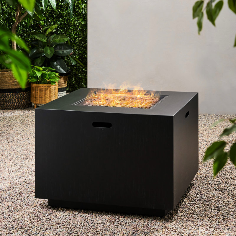Foyer d'extérieur carré en fer 50 000, gris foncé, 33 po x 24 po, propane, aucun assemblage requis: l 33 po x H 24 po