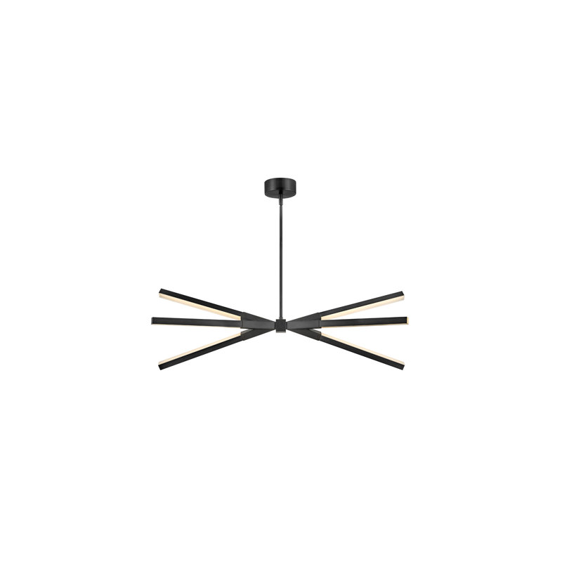 Rae Modern Jetted Black LED Linear Chandelier with Etched Acrylic Shade