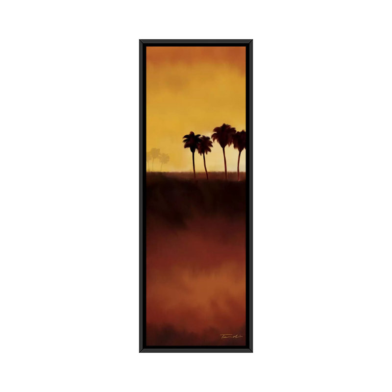 «Sunset Palms II», reproduction d'art sur toile tendue, H 36 po x l 12 po x P 1,5 po, Toile avec cadre noir