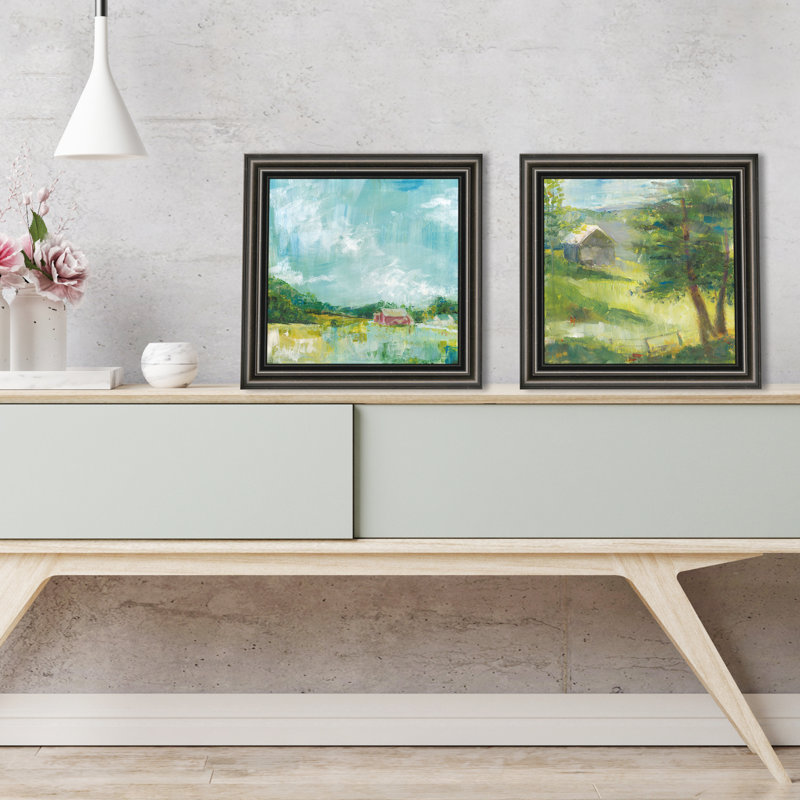 « Horizon Farm » par Sue Schlabach-ensemble de 2 reproductions d’art encadrées sur papier