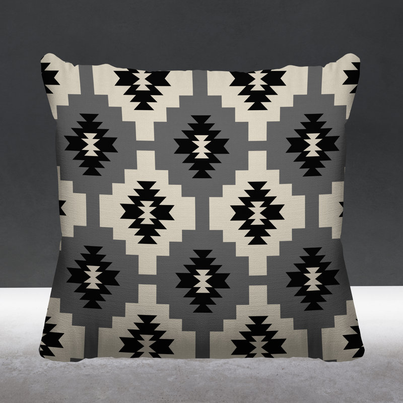 Coussin intérieur / extérieur Hinto Southwestern, 19 po x 19 po, gris, Carré