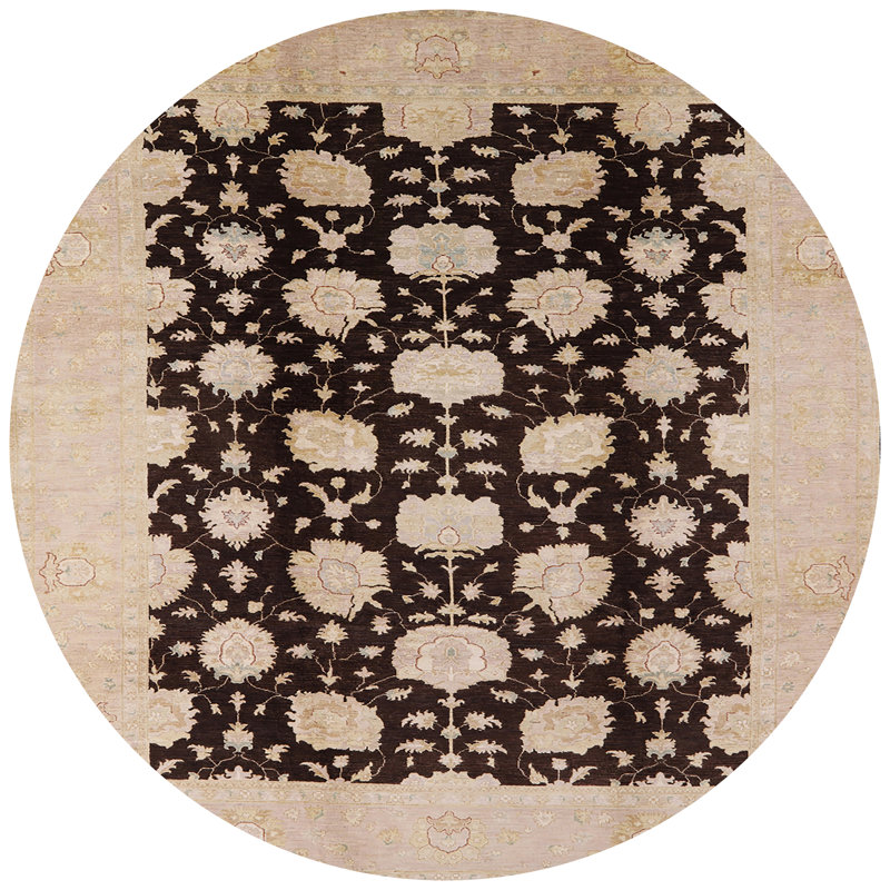 Tapis beige / brun Delacroix, Rond 6 pi