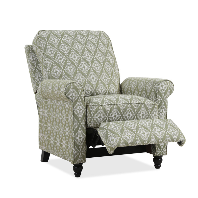 Leni Upholstered Recliner, Pistachio Green Ikat