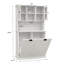 Armoire à linge basculante à deux compartiments avec étagères réglables - Meuble de rangement de salle de bain en MDF blanc