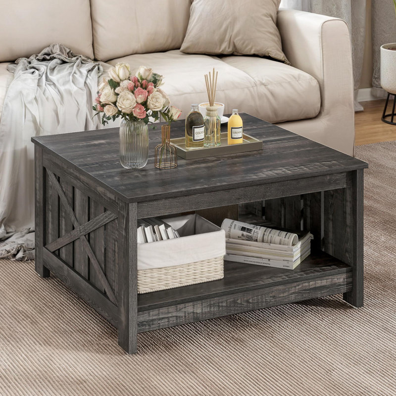 Table basse à 4 pieds avec rangement Vesely Farm House, Gris