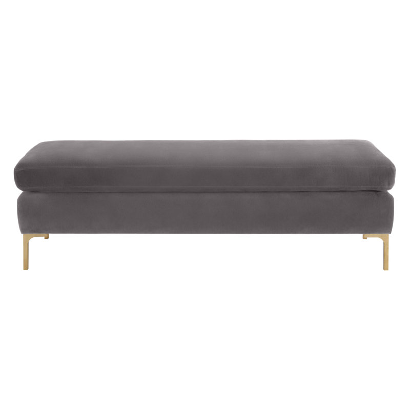 Banc rembourré Baye, Velours gris