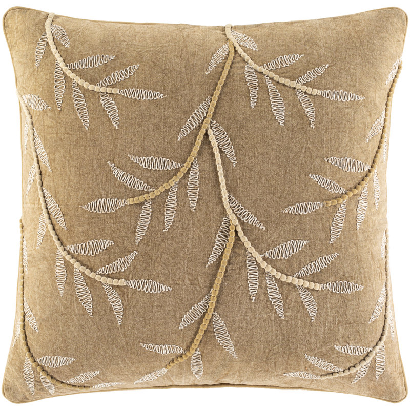  Cotton Floral Throw Pillow Cover, 22" x 22"