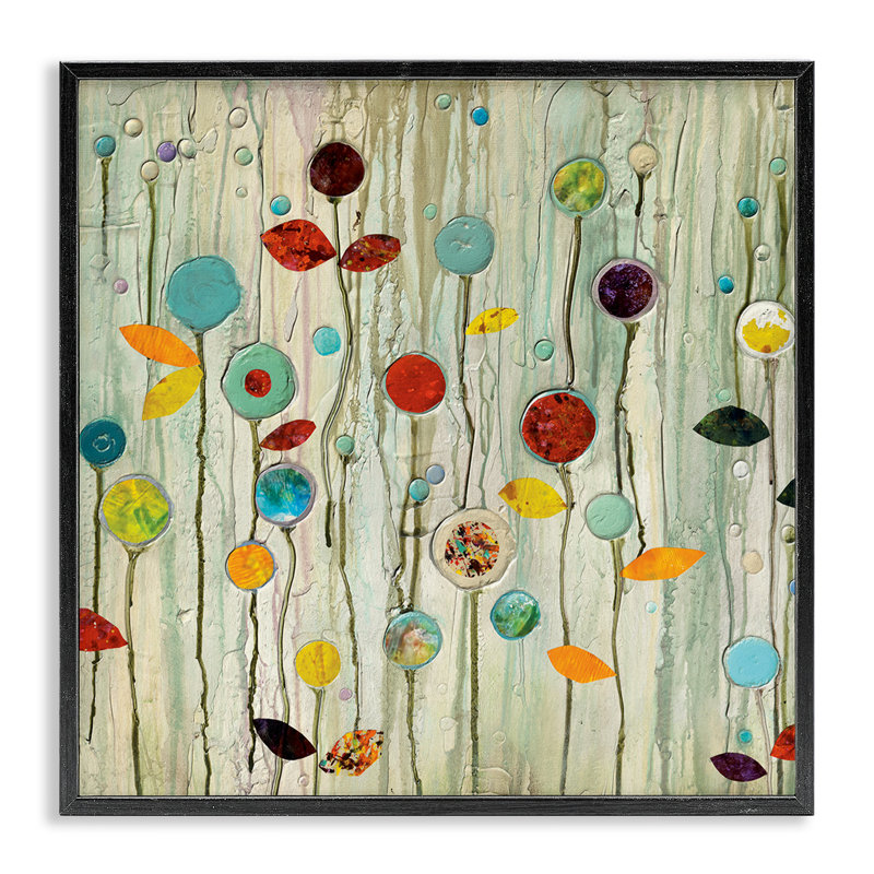 Art giclée abstrait à motif floral fantaisiste par Classic Collection, Giclée encadrée noir minuit, H 24 po x l 24 po