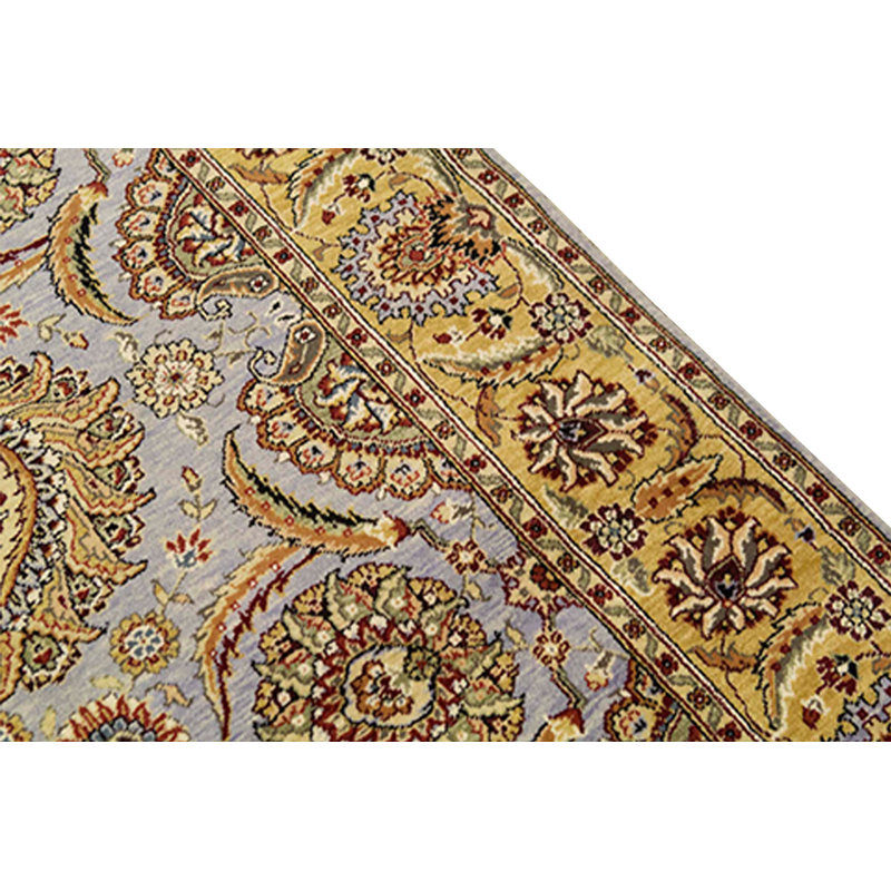 Tapis gris et doré de haute qualité noué à la main