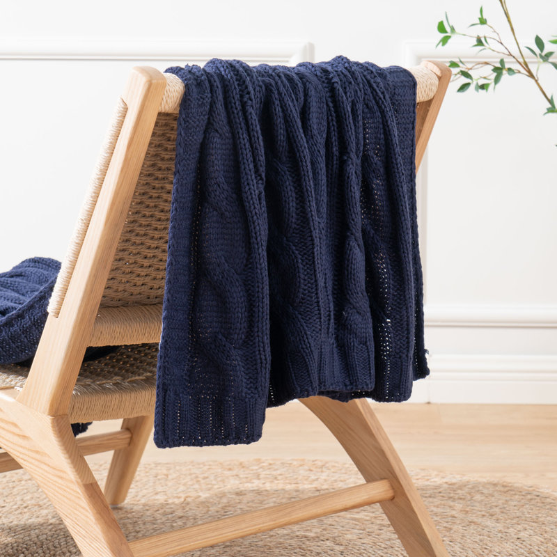 Soft Knitted Dual Cable Throw, Cable Knit Throw Blankets for Couch Bed Sofa, Acrylic Knitted Blanket, Soft Cozy Throw Blanket, 50" x 60"