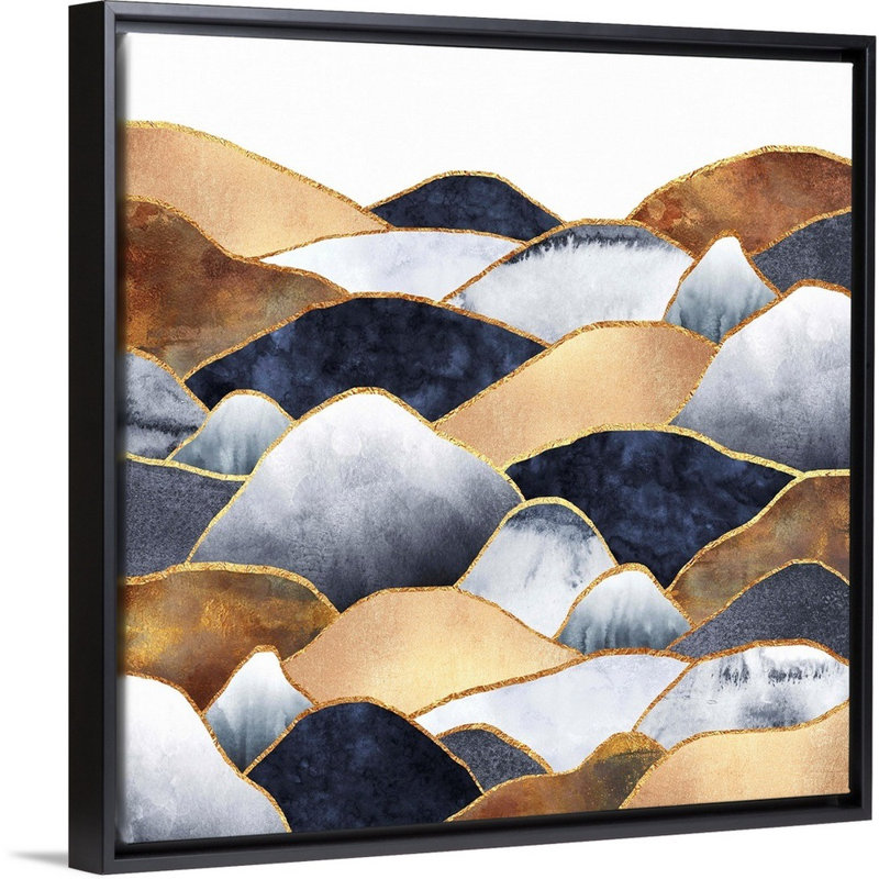 Collines - reproduction d'art sur toile, Cadre flottant noir, H 17,7 po x l 17,7 po x P 1,75 po