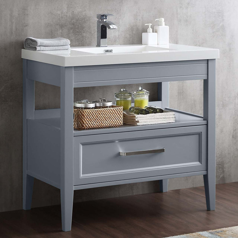 Ensemble de meuble-lavabo simple 37 po Lyon, Gris-bleu