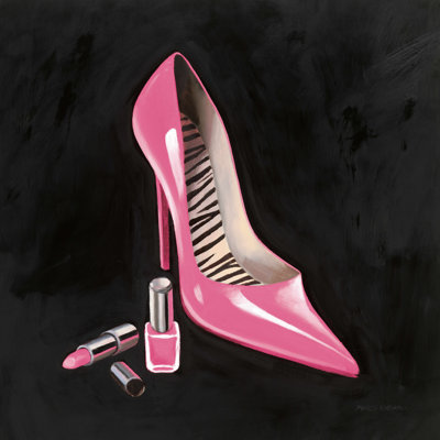 La chaussure rose I - peinture sur toile tendue