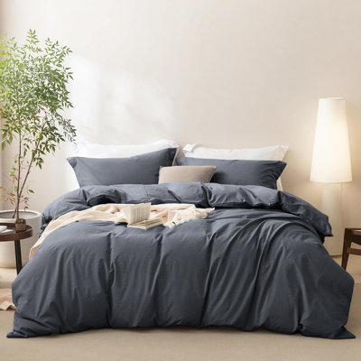 Ensemble de housse de couette simple teint en microfibre avec housse de coussin, infroissable et lavable à la machine