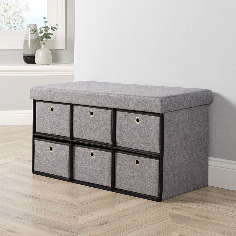Mackennah 76cm Wide 6 Drawer Storage Ottoman