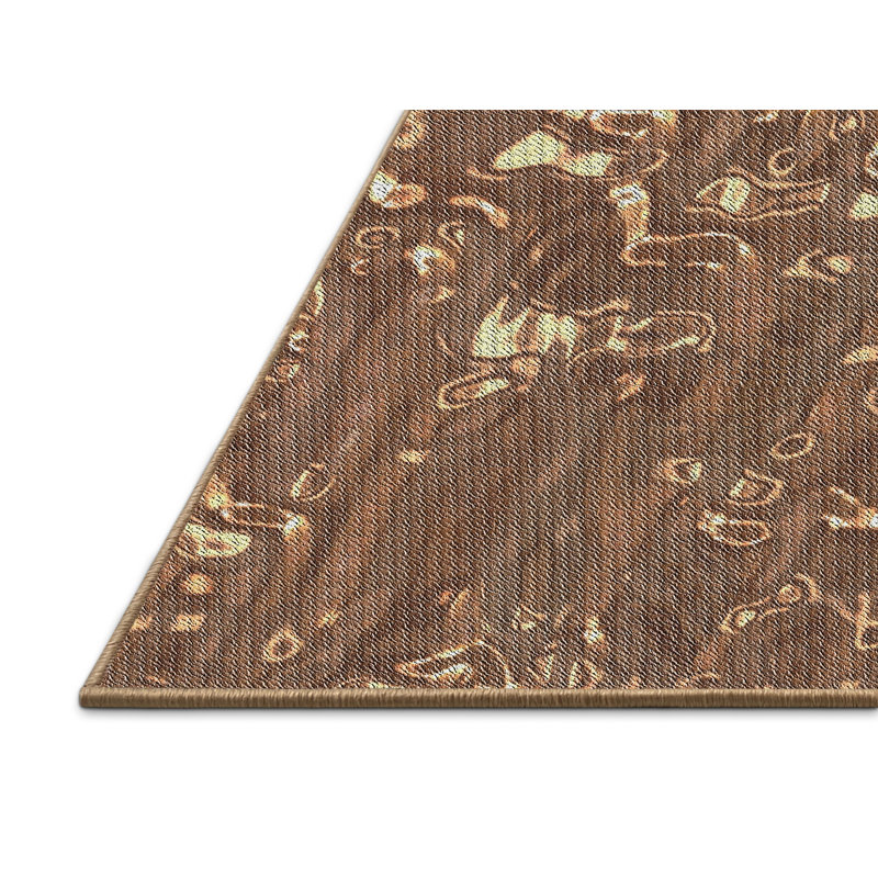 Tapis brun tissé à la machine, Rectangle 2 pi x 4 pi