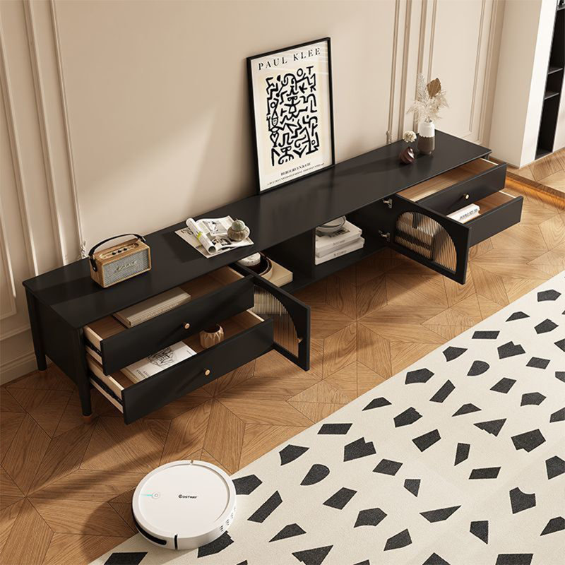 Meuble télé de style français rétro, Noir, noir, noir, noir, 78.74"