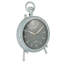 Horloge de cheminée blanche antique avec finition en étain et base en fer