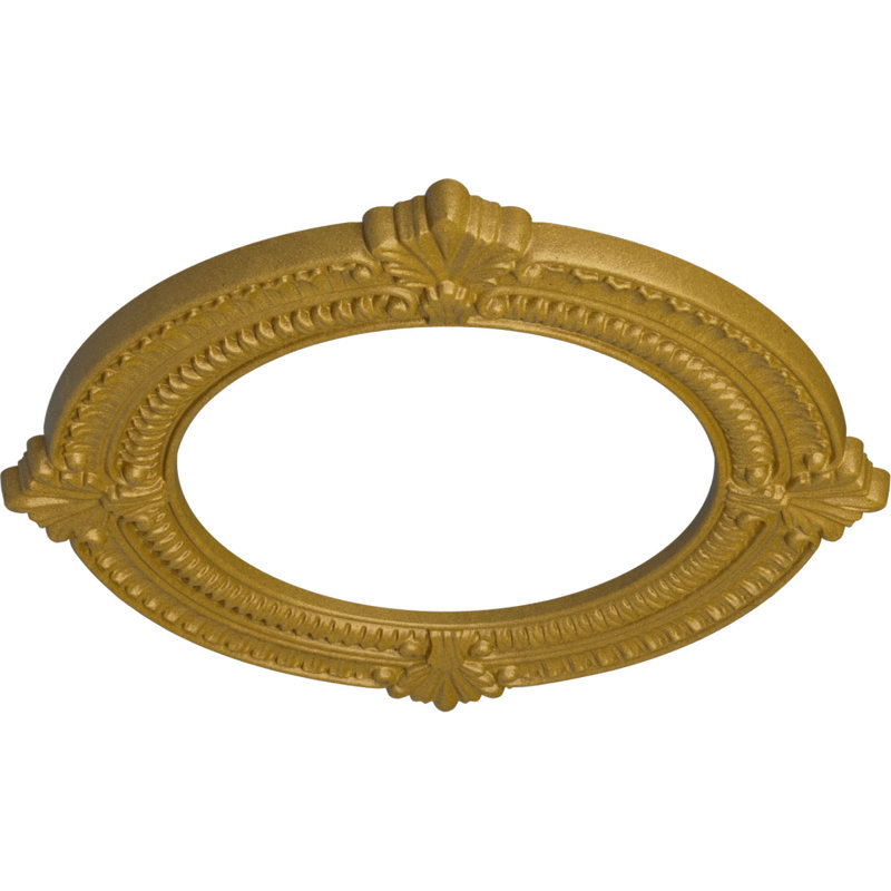 Médaillon de plafond Endurathane Nadia, DE 12 1/8 po x P 3 5/8 po x P 7/8 po (convient aux auvents jusqu'à 4 7/8 po), fini cuivre poli peint à la main