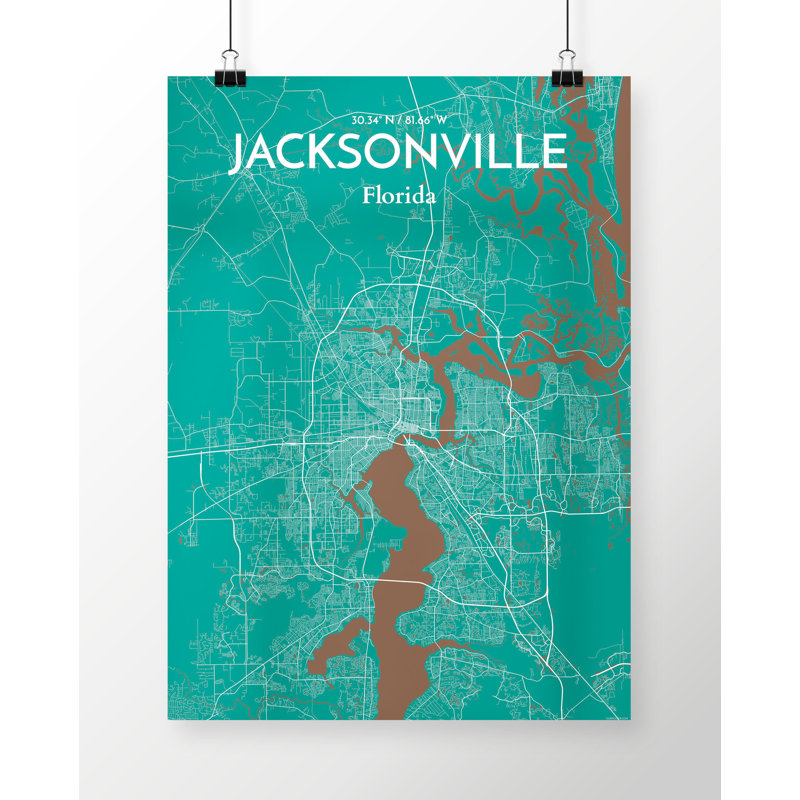 Jacksonville City Map - No Frame Print, 50.8cm H x 40.6cm W x 0.13cm D