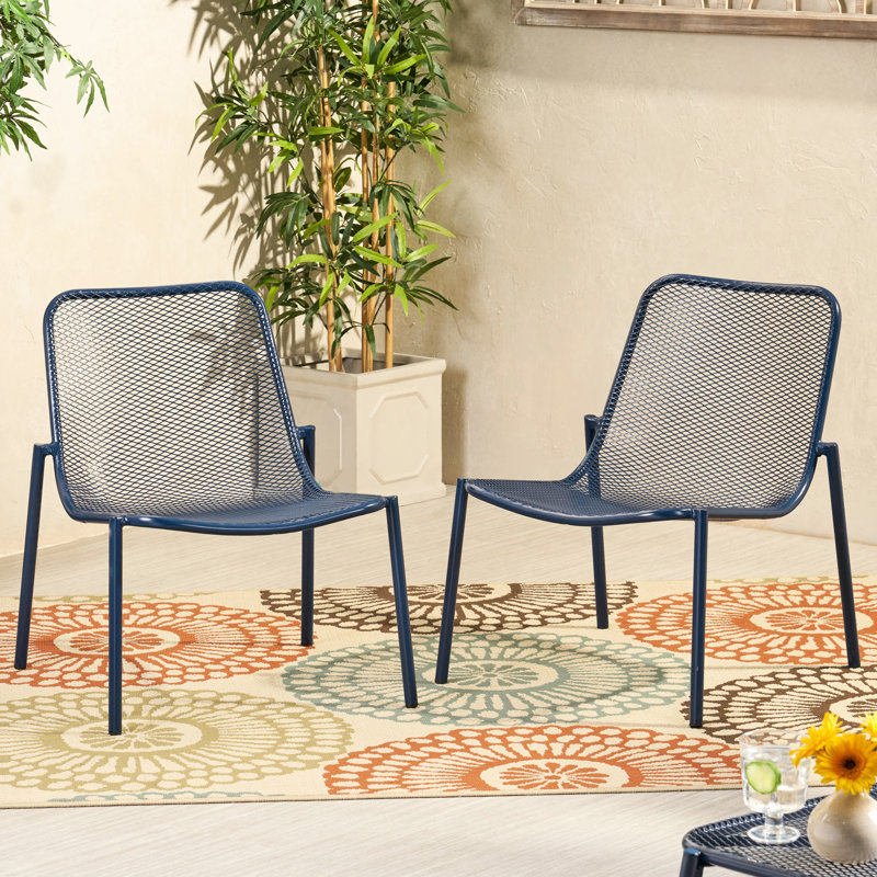 2 Stackable Chair Assembly, Matte Navy Iron Prowess, Hand-Crafted Details Combined, 26" X 22.39" 26", Seat 18" 19.5" 12.5 Iron, Mounted,