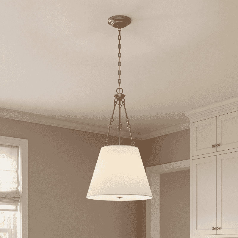 Lodi 4-Light Dimmable Fabric Cone Pendant, Warm Brass