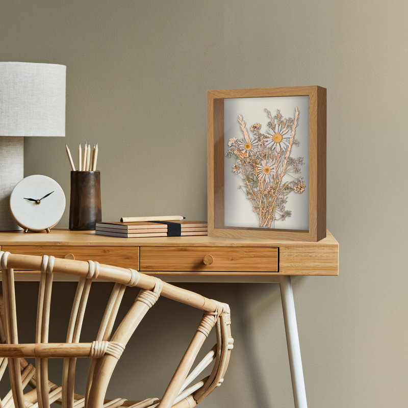 Sturdevant Shadow Box Frame Composite Wood with Glass for Hanging and Tabletop, Oak, 11" x 14"
