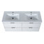Meuble-lavabo moderne avec deux lavabos en résine et beaucoup de rangement