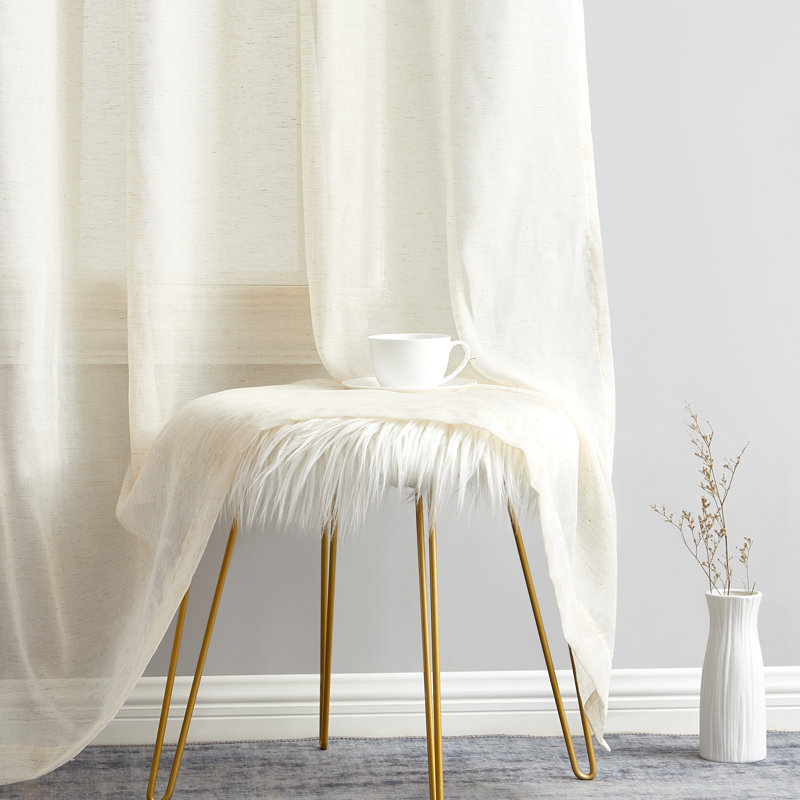 Linen Semi-Sheer Grommet Curtain Panels, 54" W x 96" L, Cream
