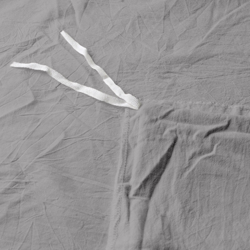 100% Cotton Crinkle Washed Duvet Cover Set, Full/Queen Duvet Cover + 2 Shams, Ash Grey
