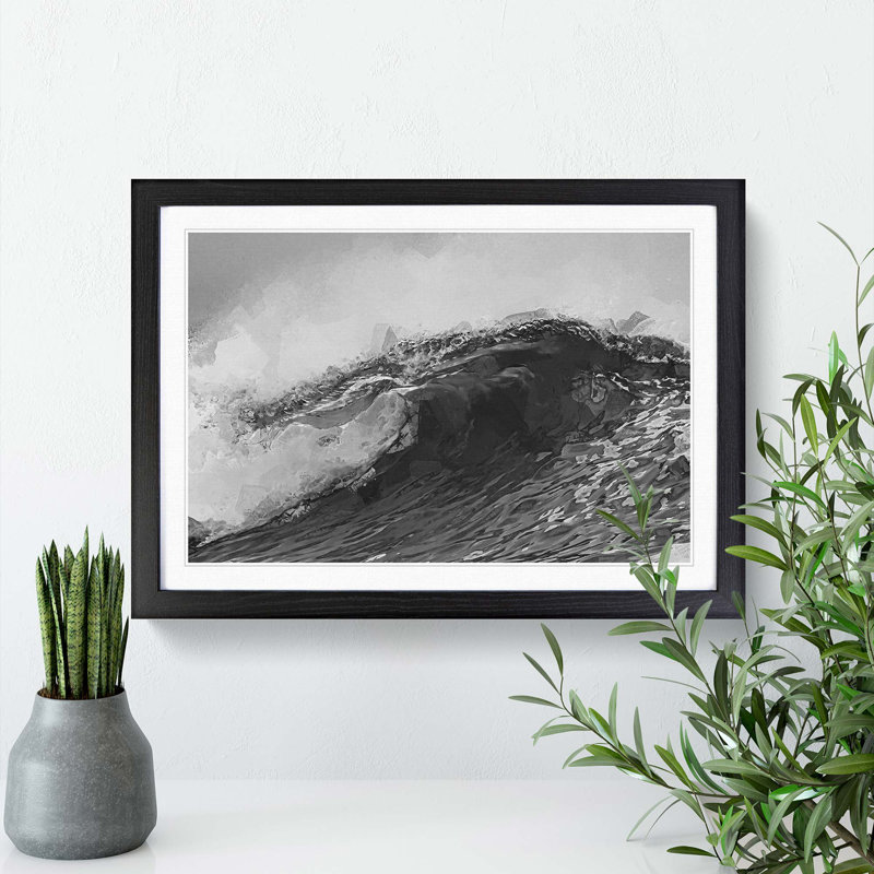 Wave of Life in Abstract - Picture Frame Graphic Art Print, 50cm H x 76cm W x 2cm D, Black