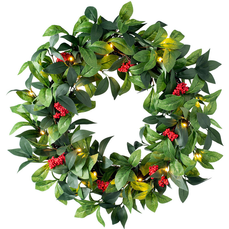 Faux Lighted Berry 61cm Wreath