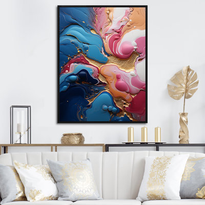 Trippy Pink Blue Abstract Liquid Ink IV - Liquid Ink Abstract Wall Art