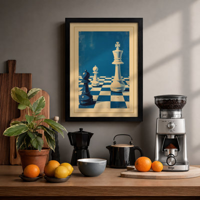 Queen and Pawn Retro - Framed Print