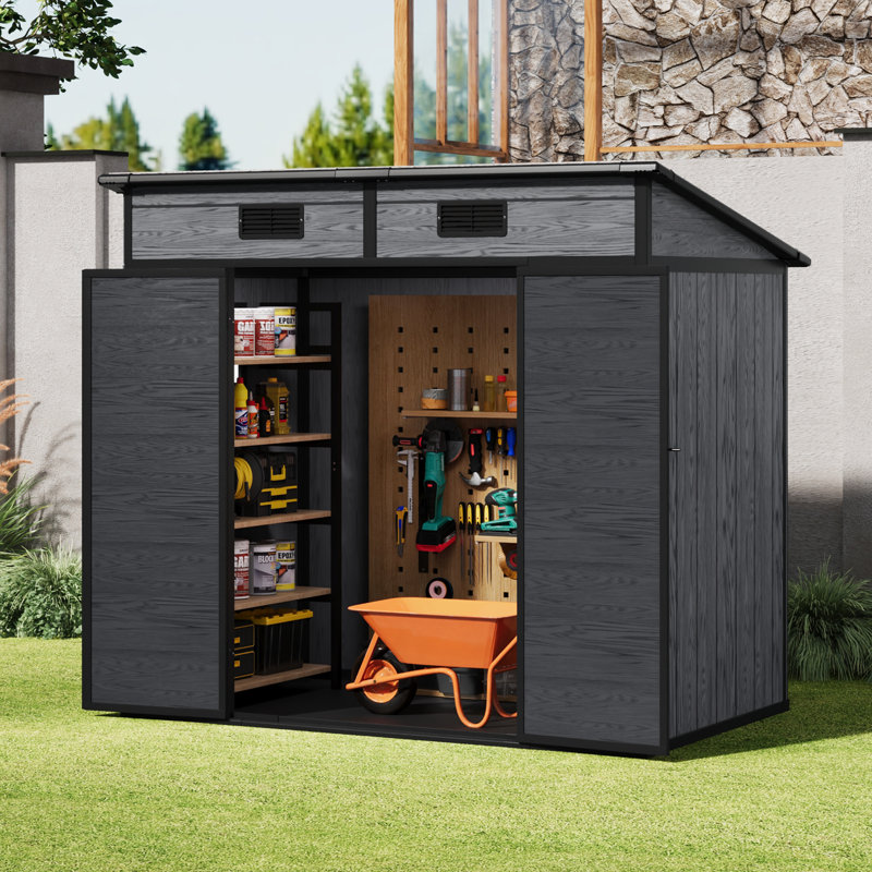 6x4FT Outdoor Plastic Garden Storage Shed