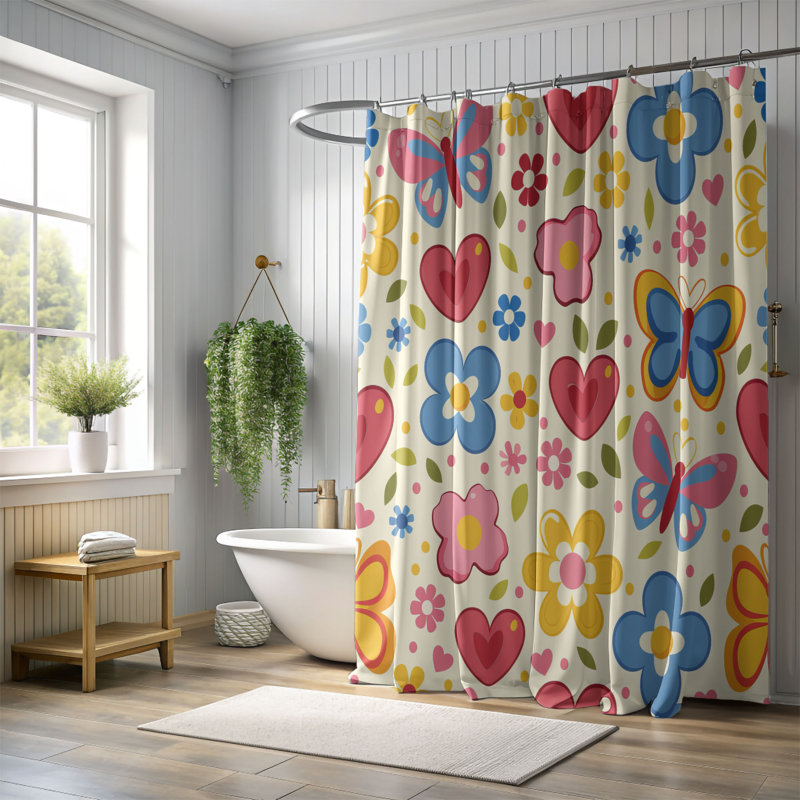 Rideau de douche Butterfly Kisses - Premium, H 74 po x l 71 po