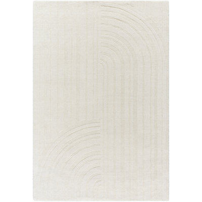 Tapis rectangulaire en laine Carsen avec envers antidérapant