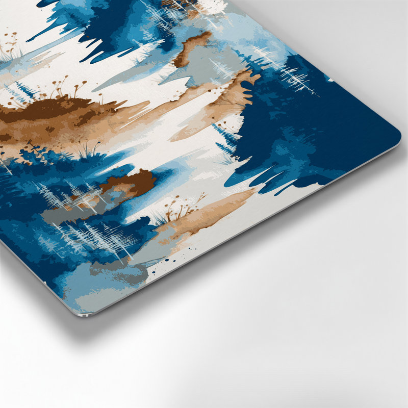 Aquarelle paysage 63, art mural en métal bleu, H 24 po x l 20 po