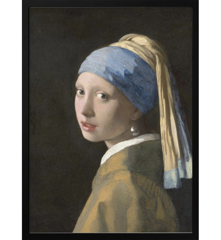 Art mural classique, "Fille à la perle" par johannes vermeer, H 20 po x l 16 po