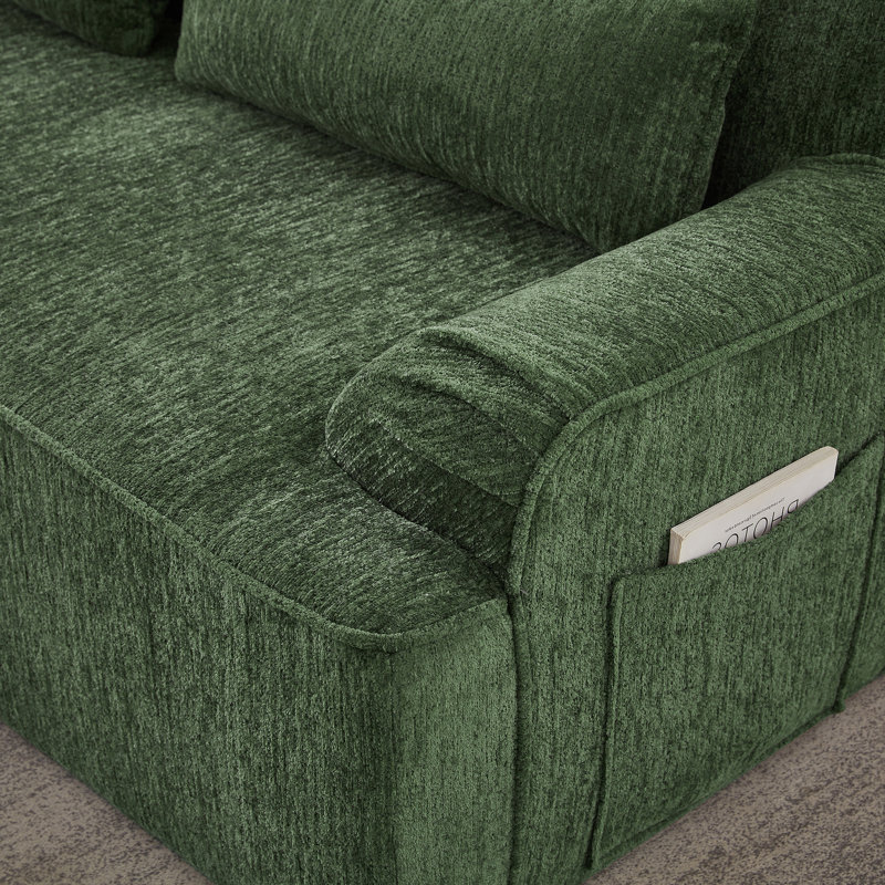 Canapé d'intérieur contemporain contemporain, canapé surdimensionné en L surdimensionné Chenille, design minimaliste, canapé-lit confortable pour le salon, appartement