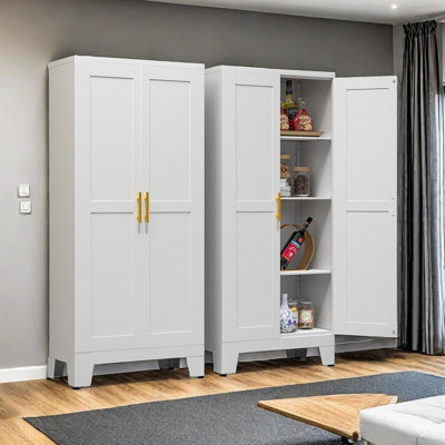 Garde-manger de coin moderne et robuste à 2 portes avec tablettes réglables