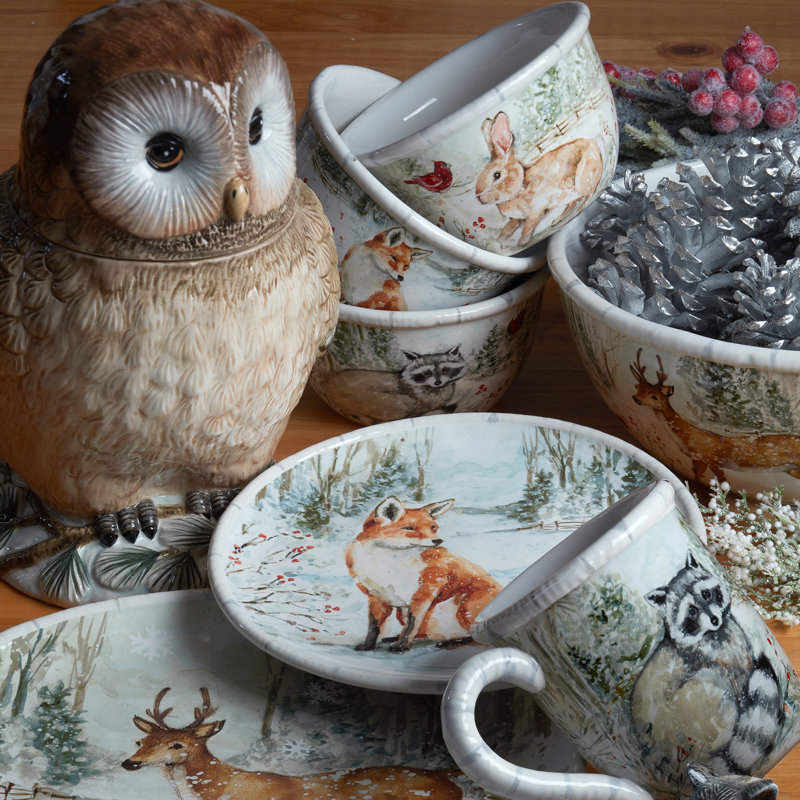 Winter's Walk Ceramic Soup and Pasta Bowls Set of 4